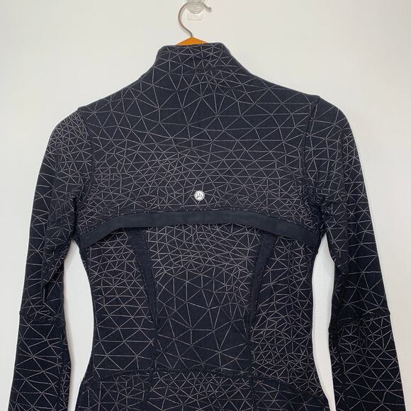 QueenieKe women's black geometric print full zip slim fit running jacket XS - Picture 5 of 9